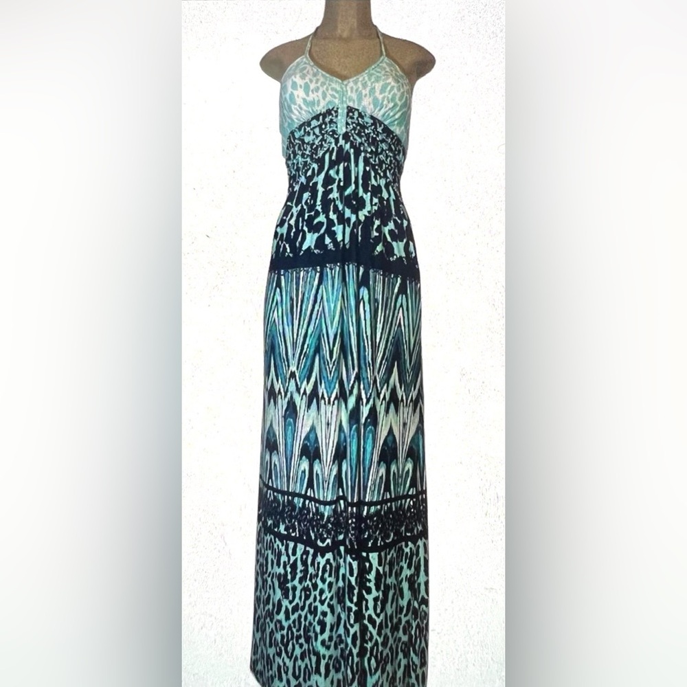Vanity Elegant Blue and Black Maxi Dress Size L